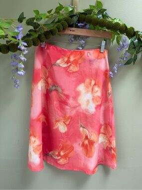 VTG Y2K Peach Floral Skirt by Exact Change, size 9